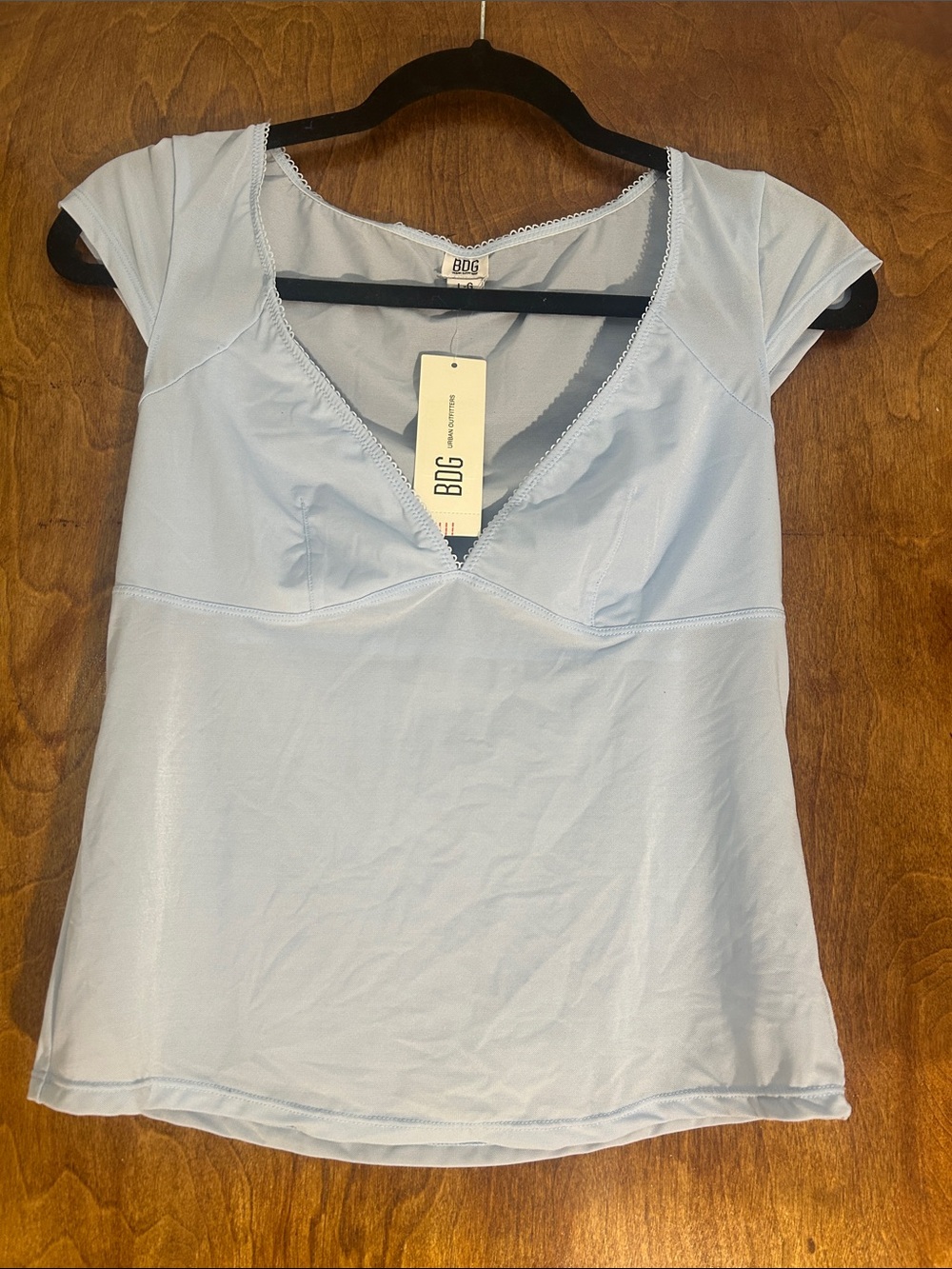 BDG Pale Blue Scoop Neck Cap Sleeve Top